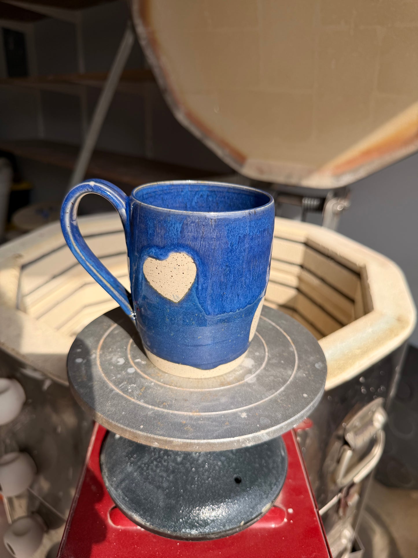 Electric Blue Love Heart Mug 8