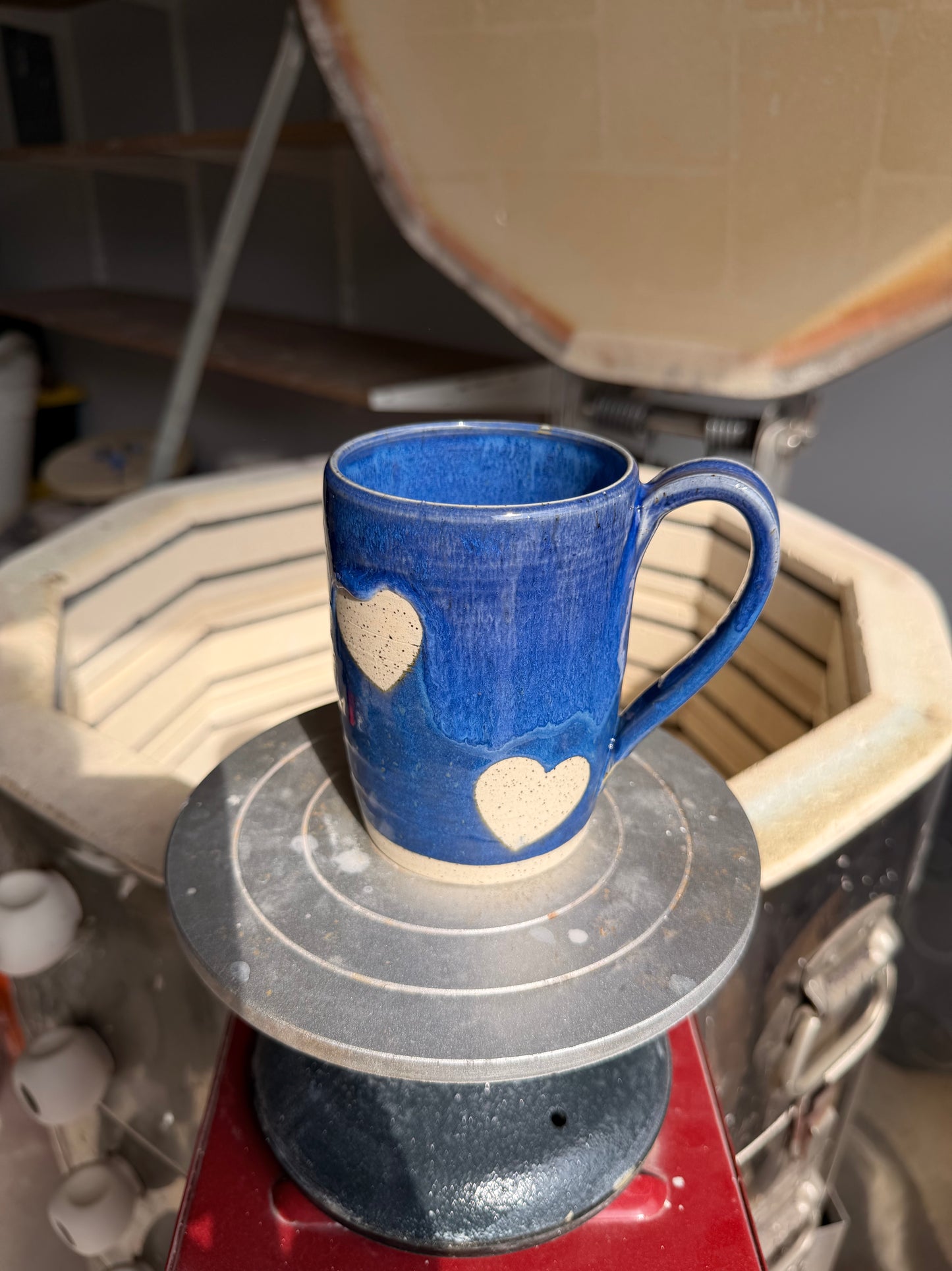 Electric Blue Love Heart Mug 4