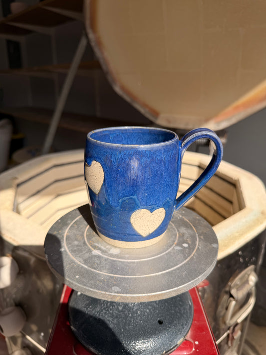 Electric Blue Love Heart Mug 2