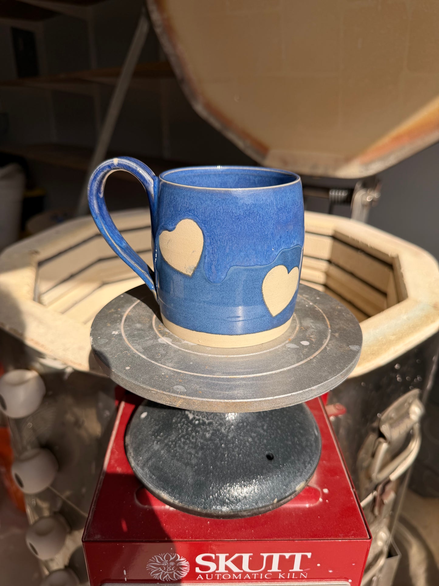 Electric Blue Love Heart Mug 3