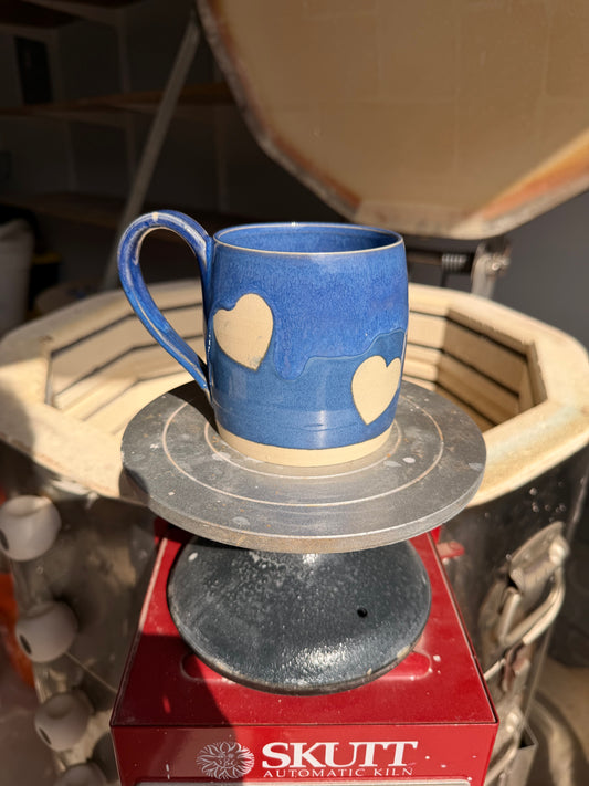 Electric Blue Love Heart Mug 3