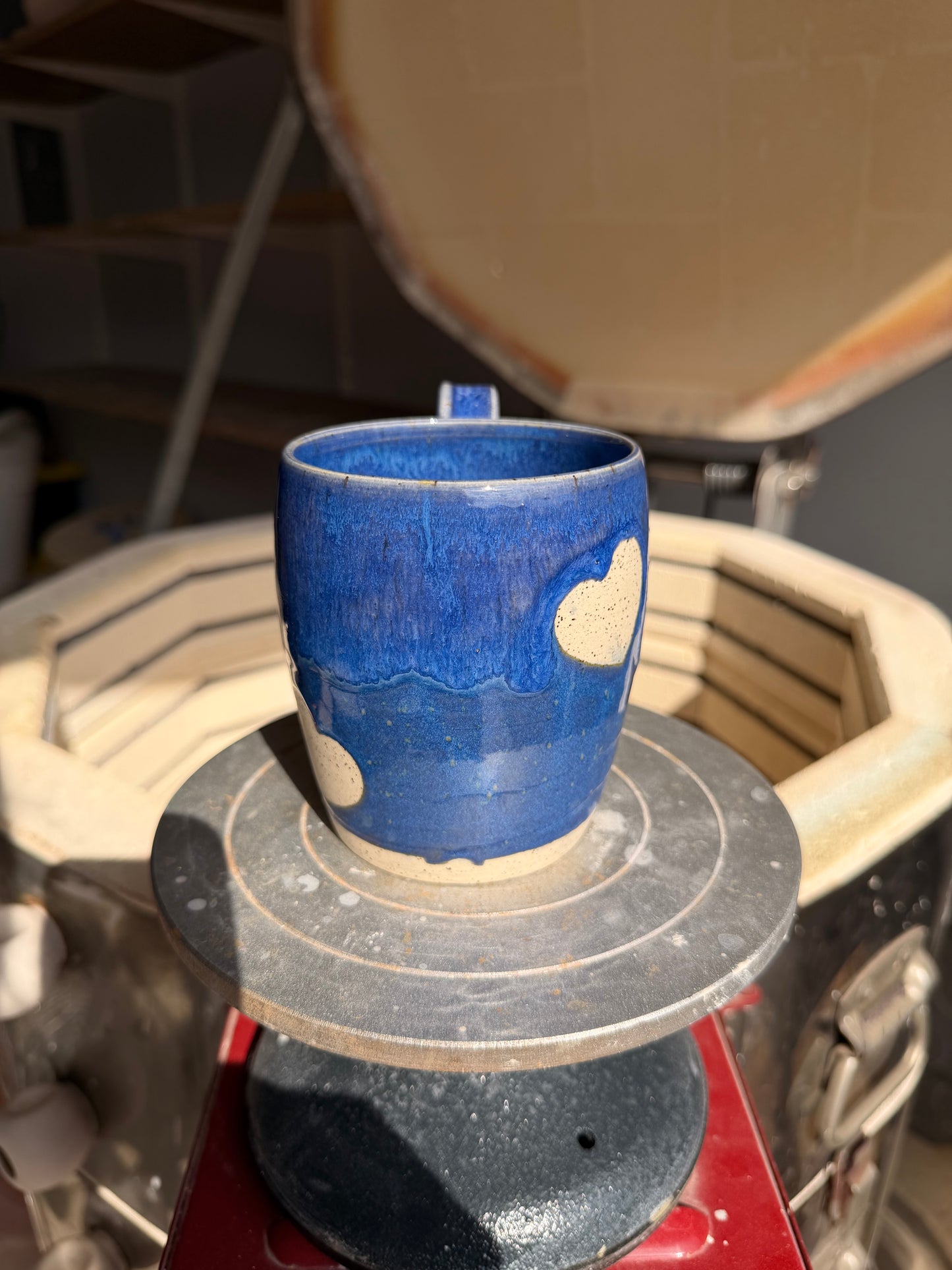 Electric Blue Love Heart Mug 2