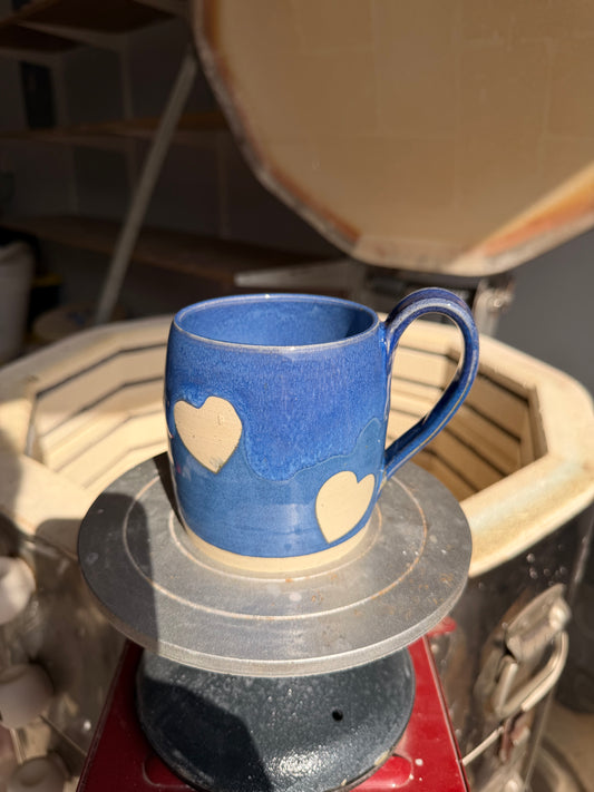 Electric Blue Love Heart Mug 6