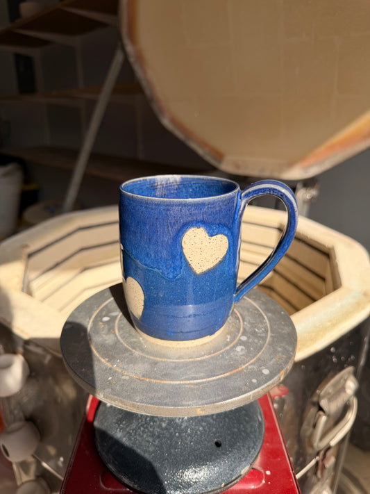 Electric Blue Love Heart Mug 1