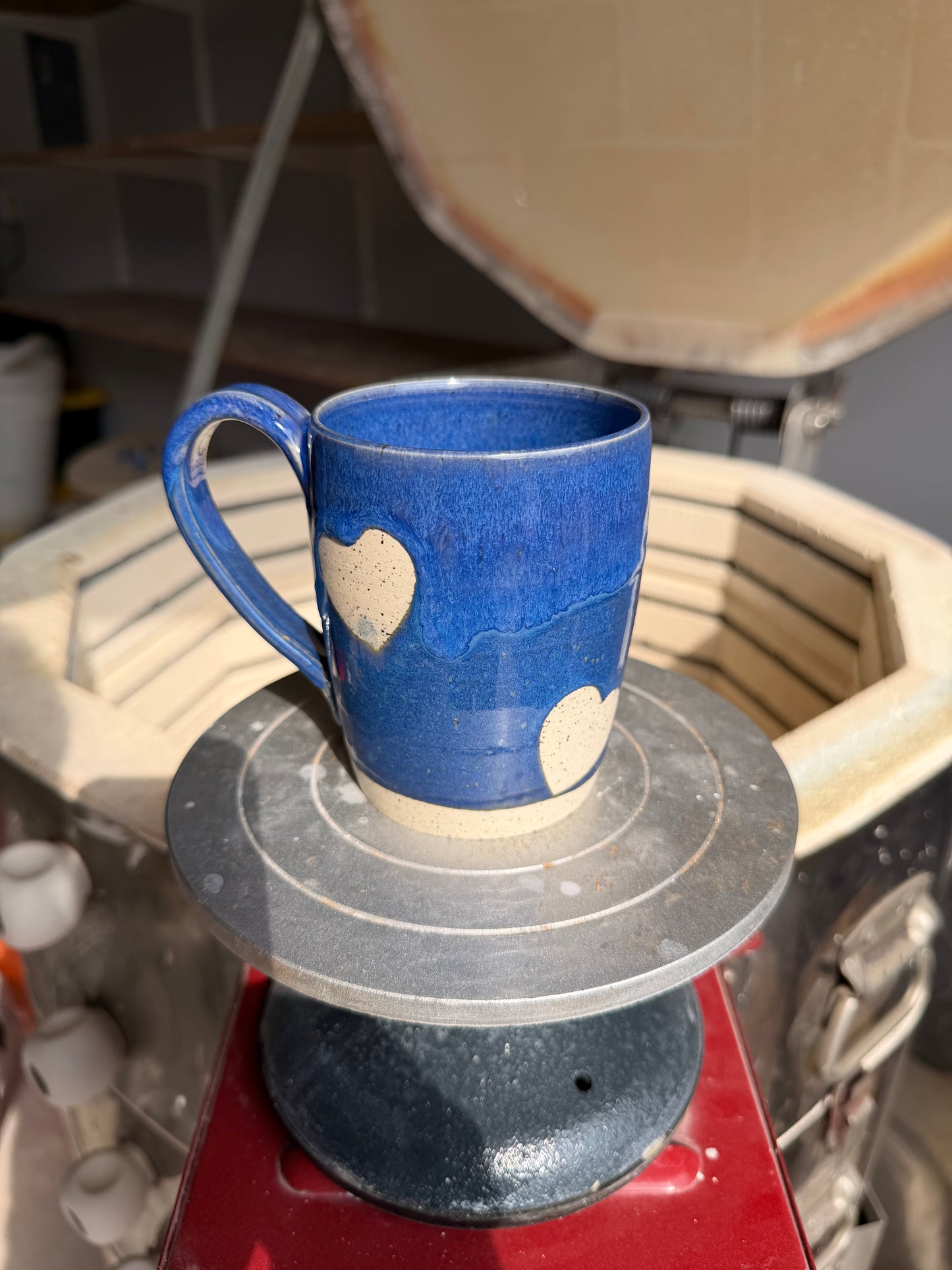 Electric Blue Love Heart Mug 5