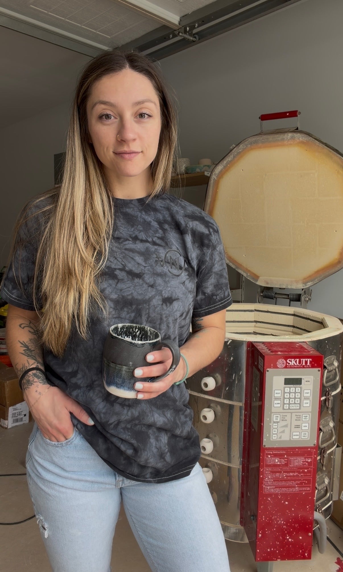 Black Mineral Wash VNA Tee