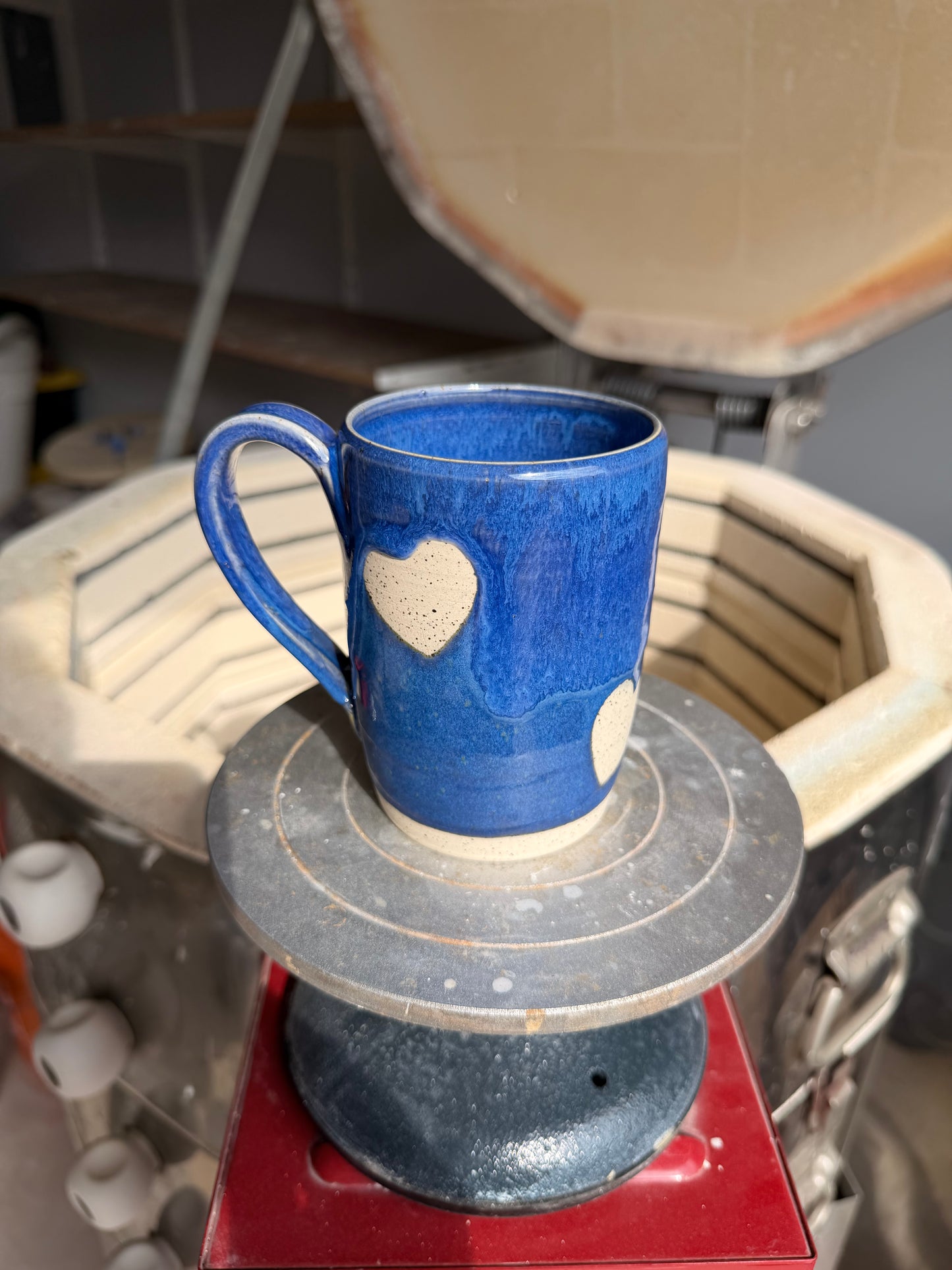 Electric Blue Love Heart Mug 4