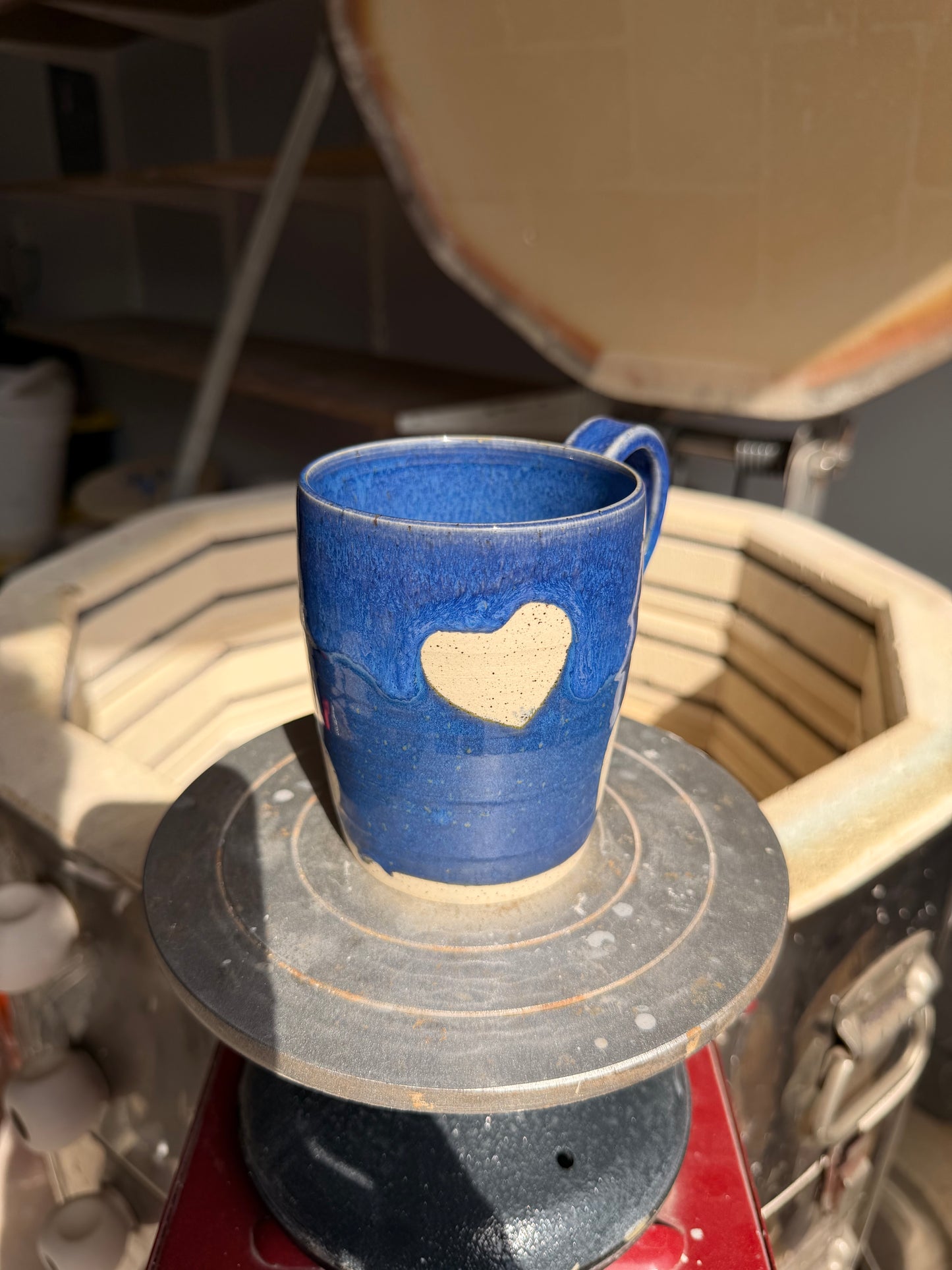 Electric Blue Love Heart Mug 5