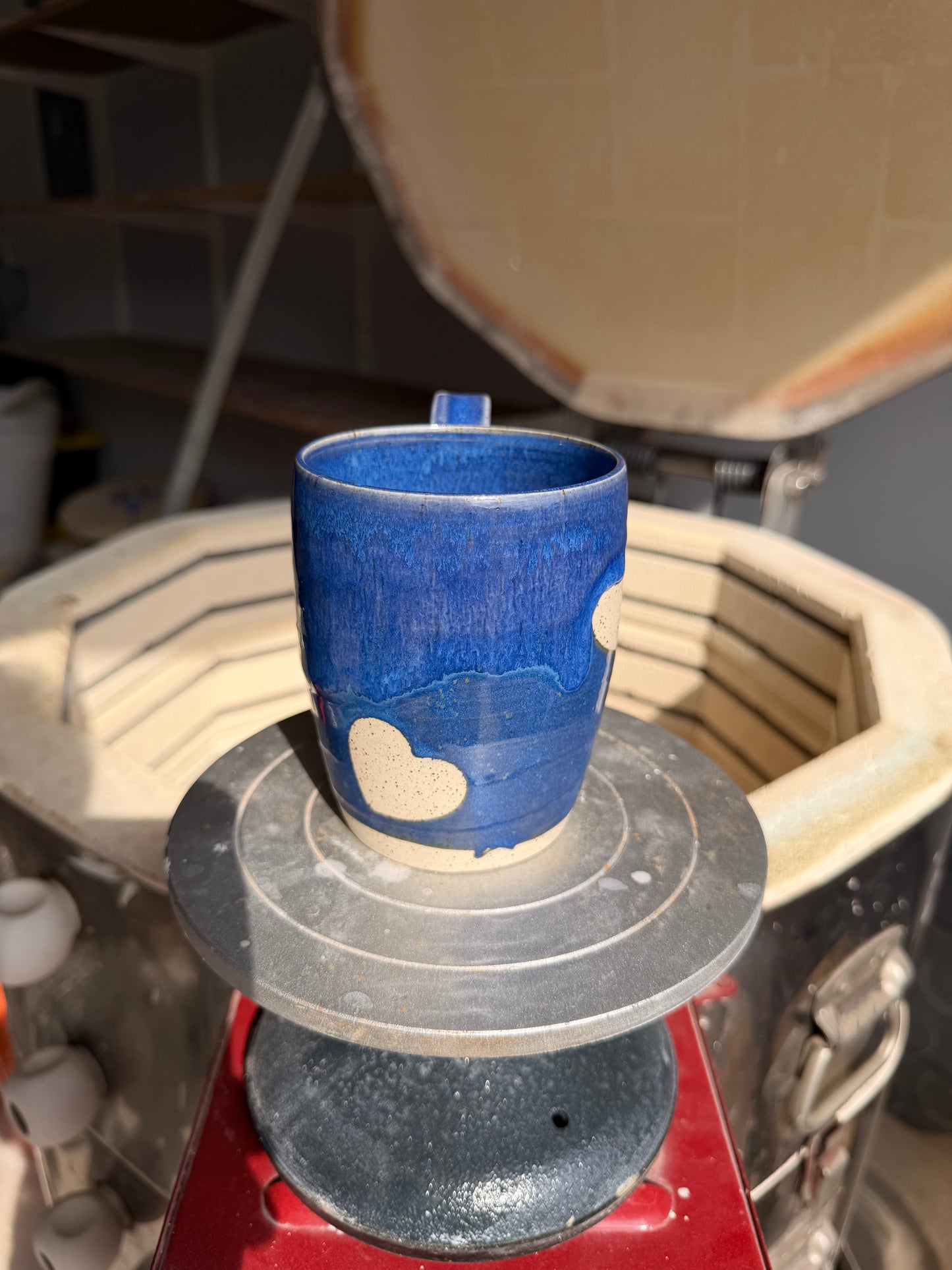 Electric Blue Love Heart Mug 8