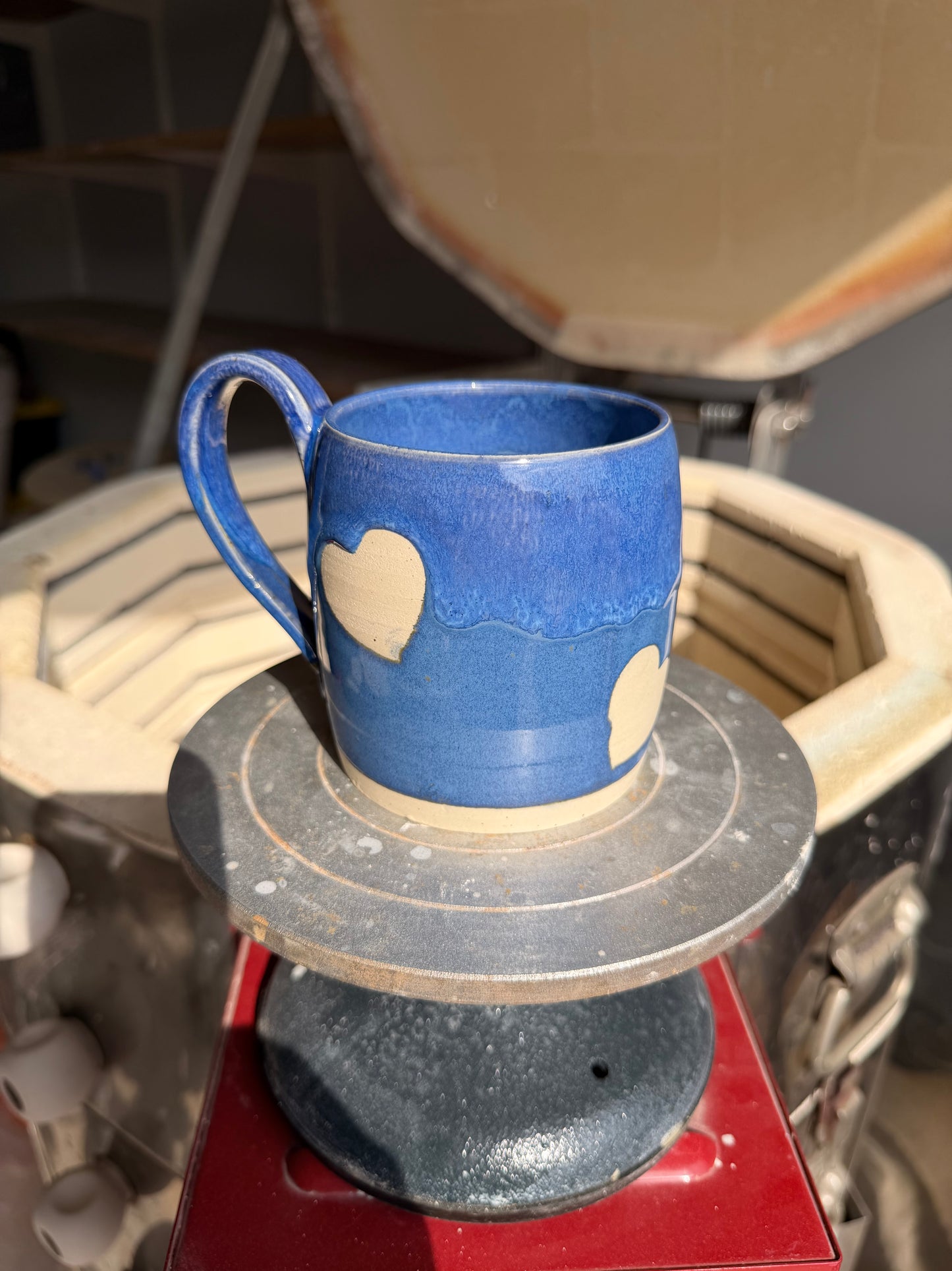 Electric Blue Love Heart Mug 6