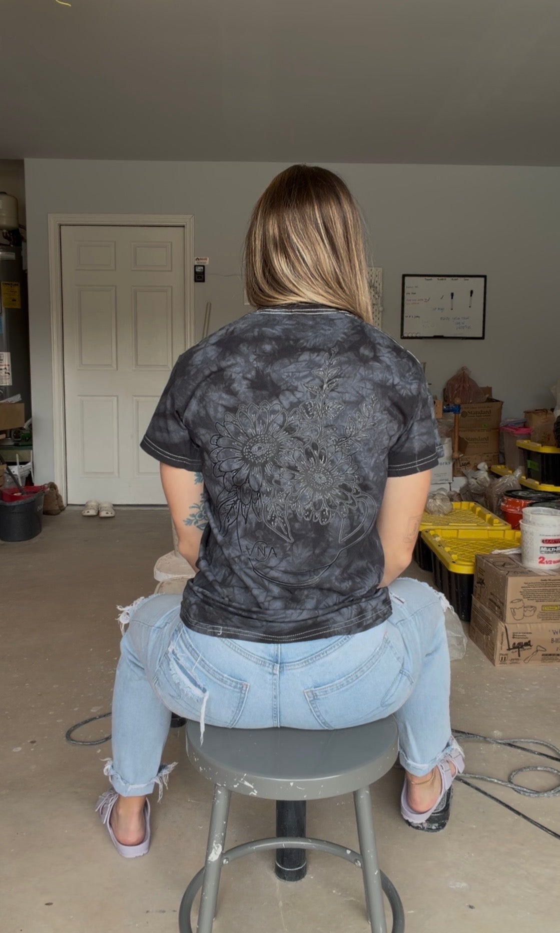Black Mineral Wash VNA Tee
