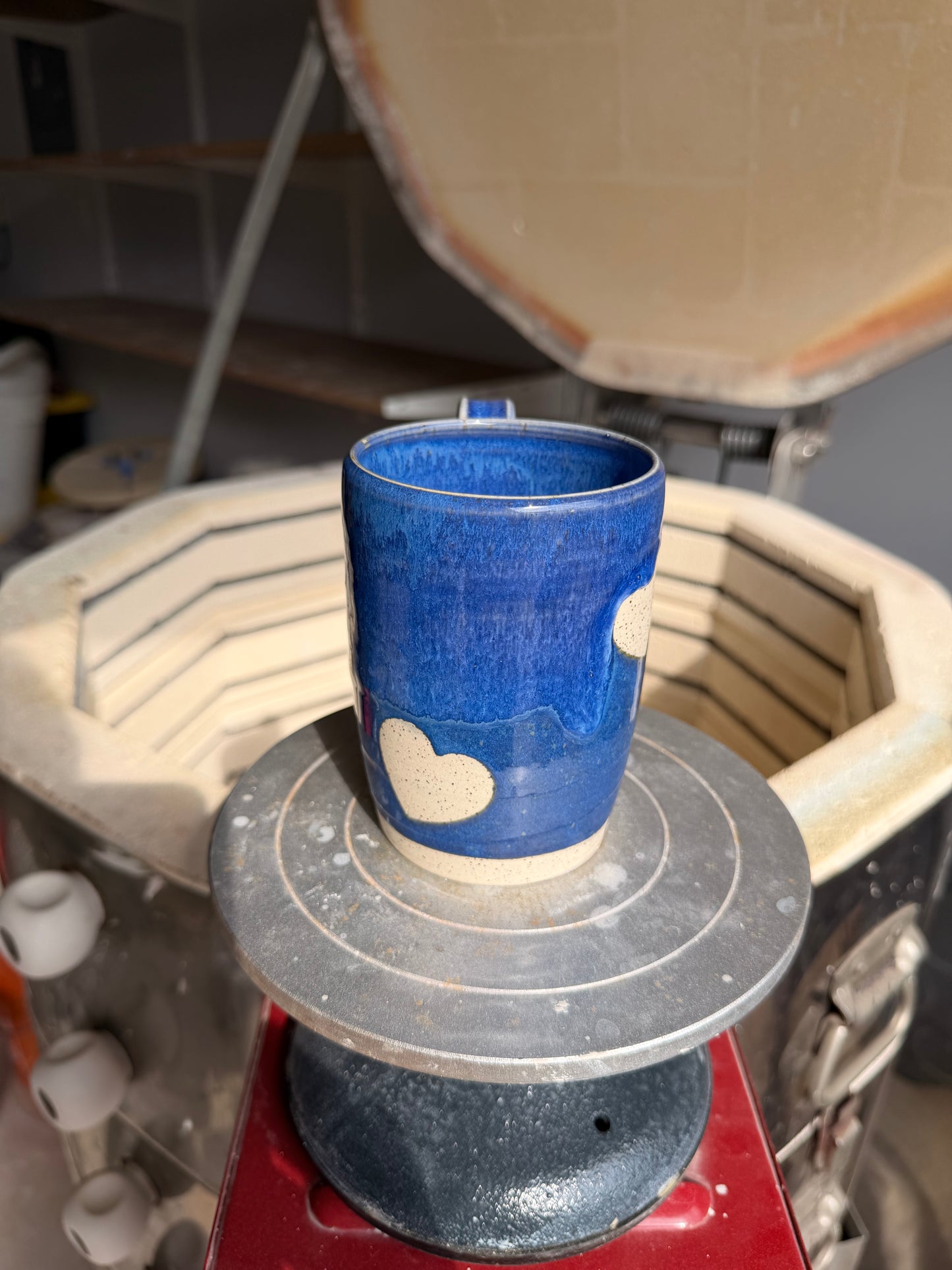 Electric Blue Love Heart Mug 4
