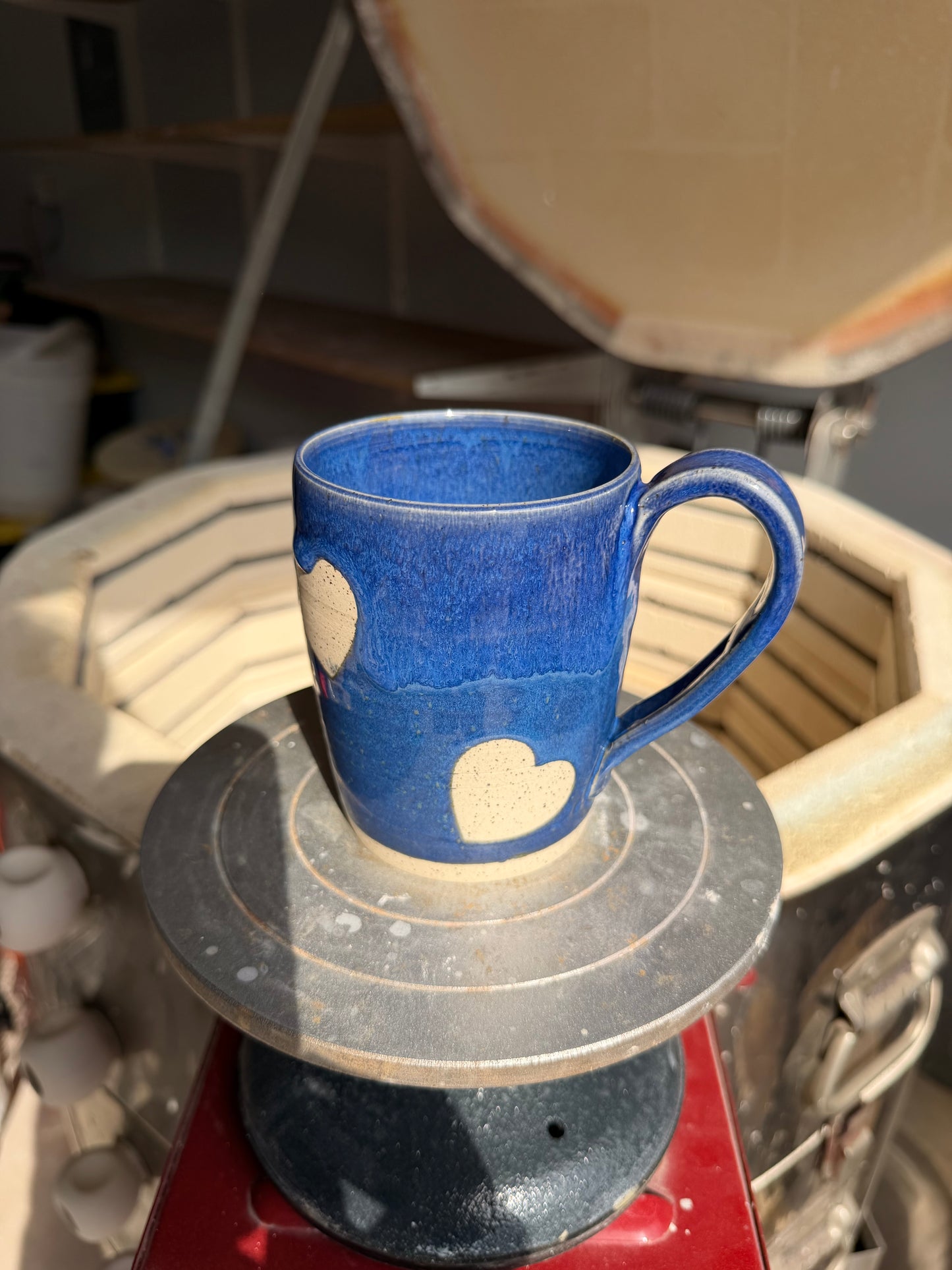 Electric Blue Love Heart Mug 5
